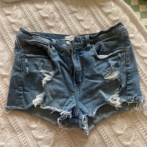Abercrombie & Fitch Blue Distressed Jean Shorts